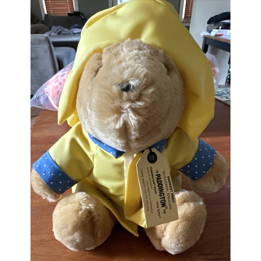 VTG Paddington Bear 10" Darkest Peru EdenToys Plush Yellow Raincoat Hat Teddy